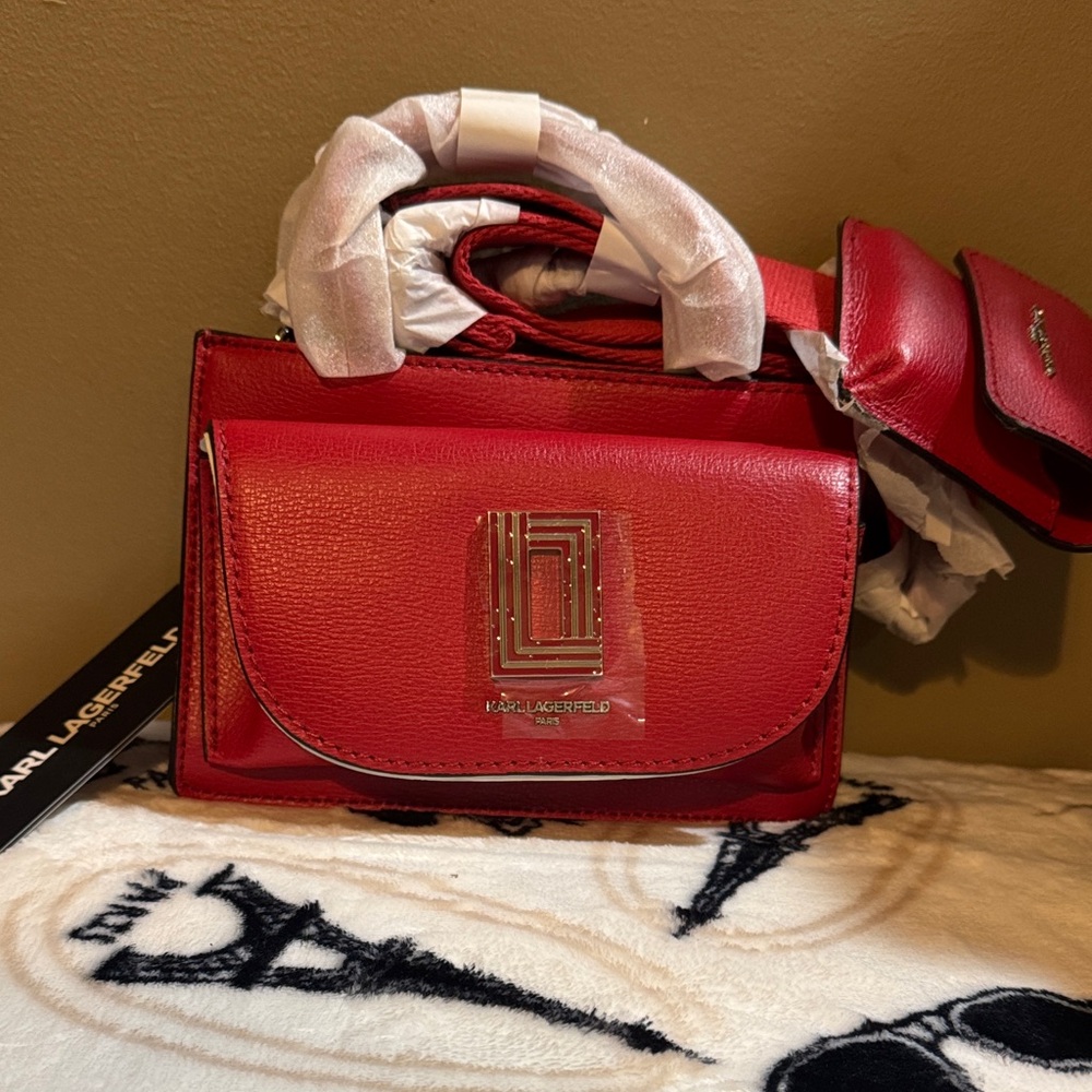 NWT Karl Lagerfeld Bold Simone Crimson Crossbody Bag